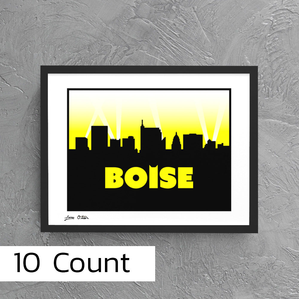 10 Pack - "Boise Skyline Spotlights" Art Print image 0