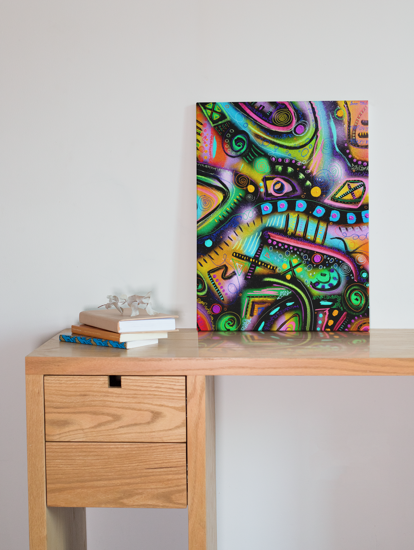 "Neon City Lights" Original Painting image 0