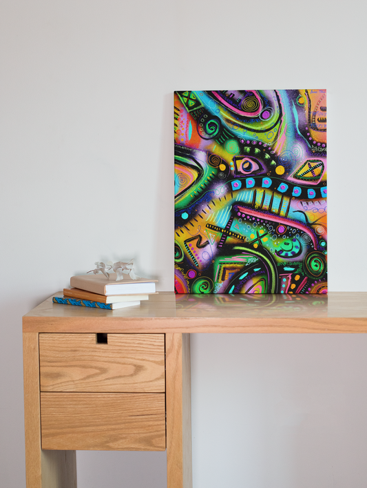 "Neon City Lights" Original Painting image 0