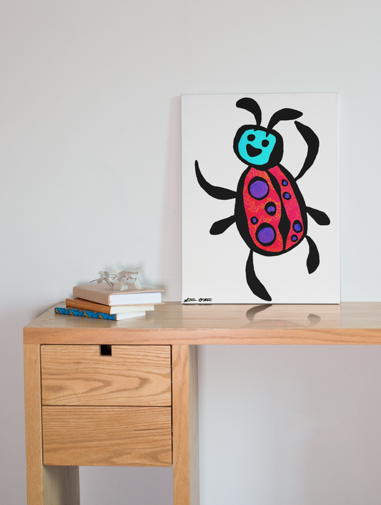 "Pink Chambermaid Beetle" Original Painting image 0