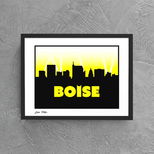 "Boise Skyline Spotlights" Art Print image 0